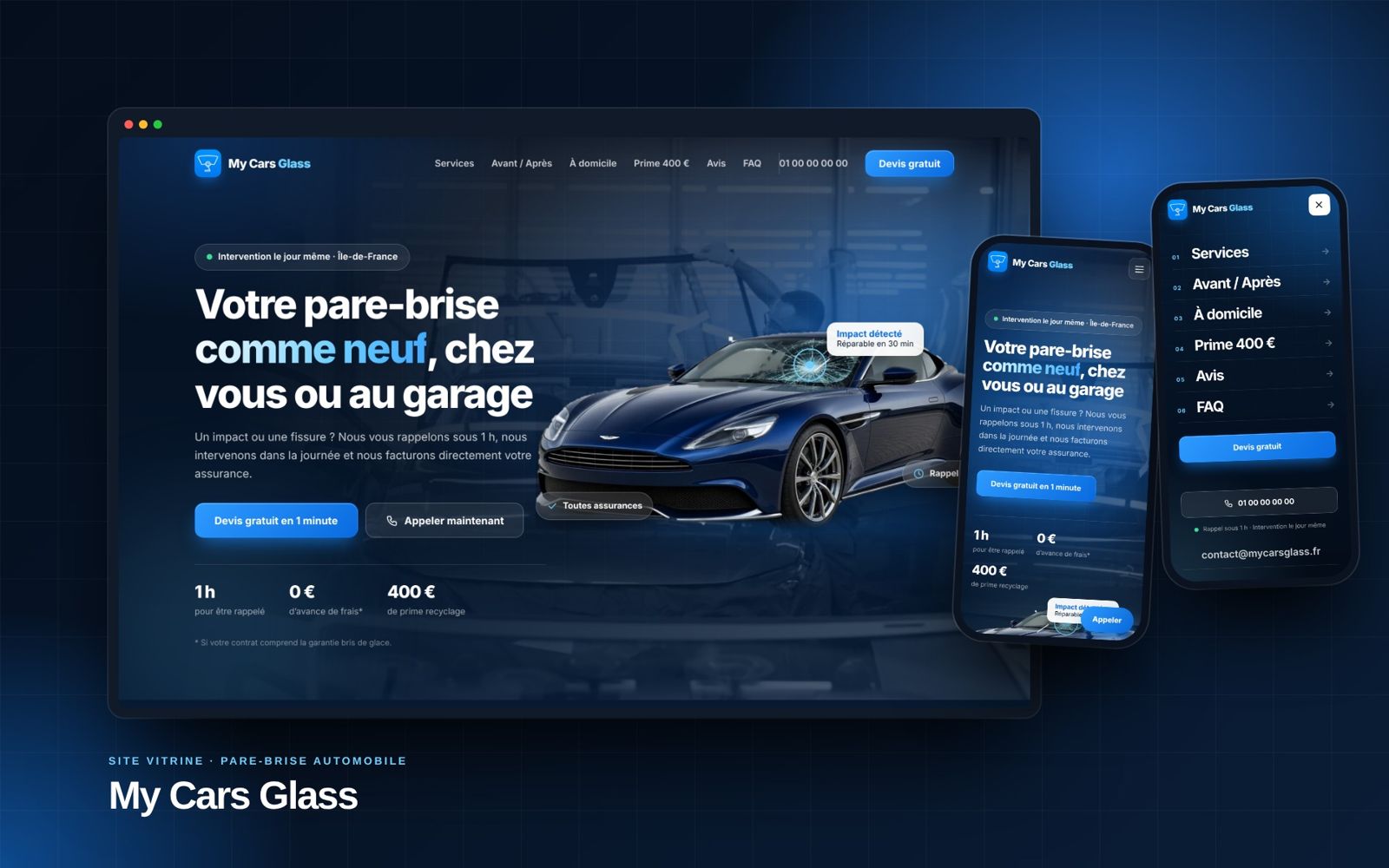 Site My Cars Glass, criado pela x-studioapp